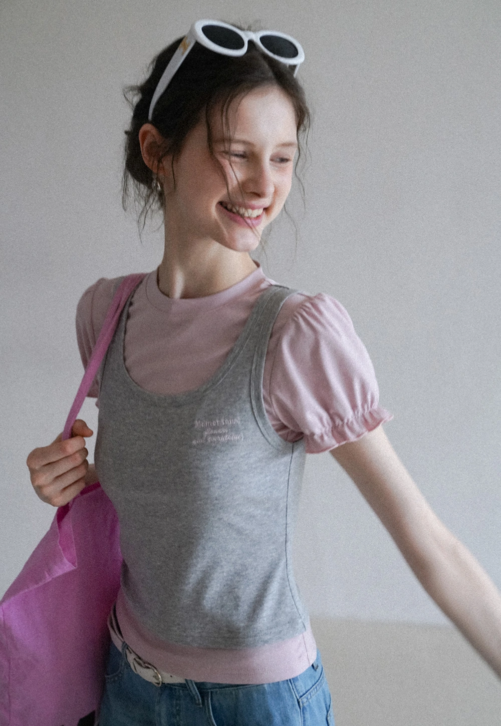 Women's Layered Look Puff Sleeve T-Shirt