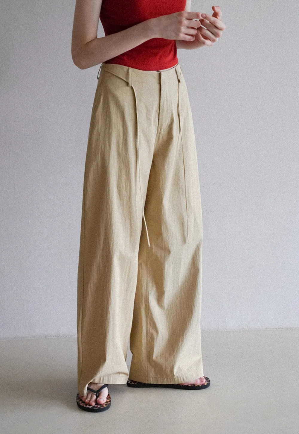 Women's High Waist Wide Leg Pants with Drawstring