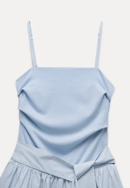 Blue Tie Waist Cami Mini Dress