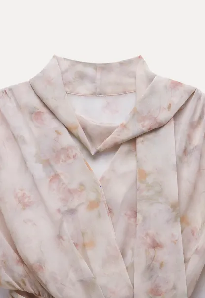 Romantic Floral Layered Dress with Belted Waist