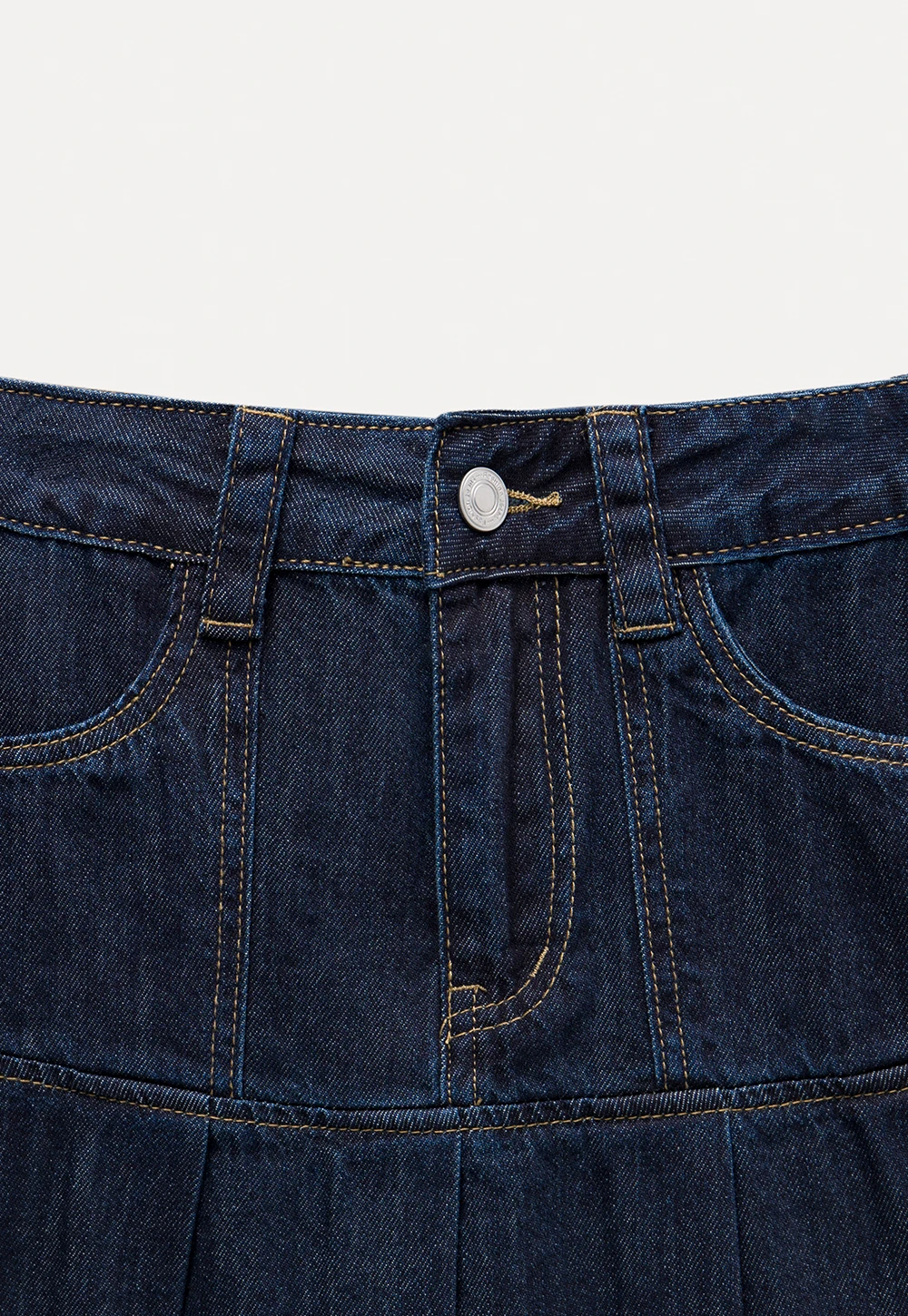 Women’s Pleated Denim Mini Skirt with Lace Trim