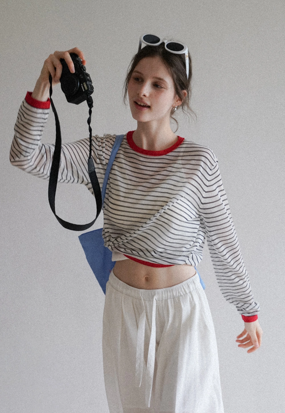 Women’s Striped Sheer Long Sleeve Knit Top