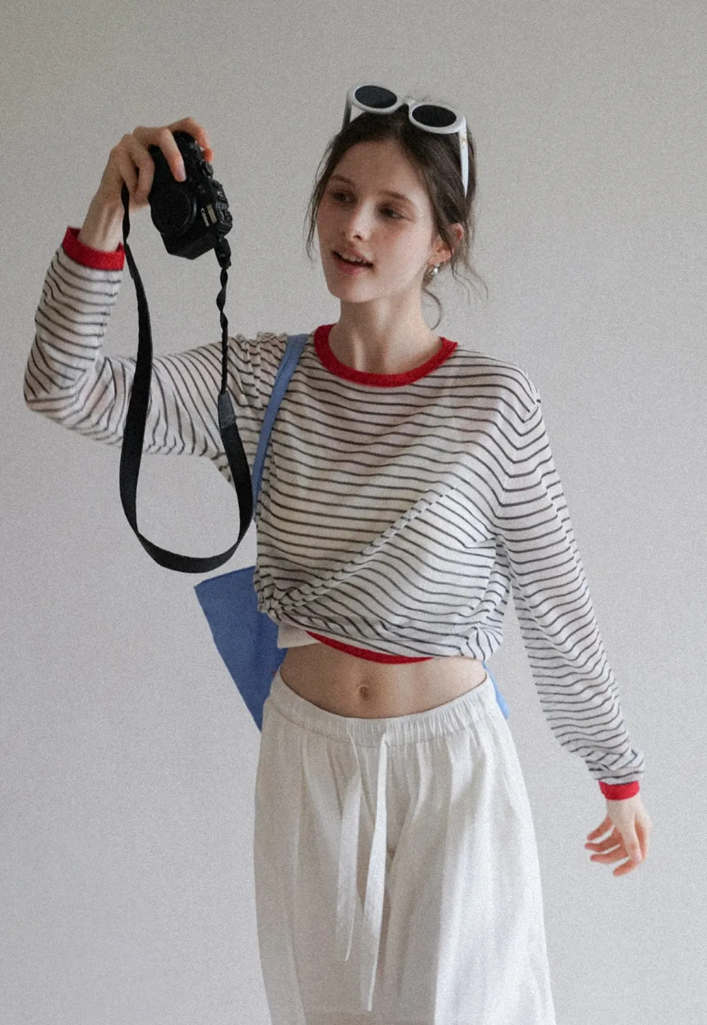 Women’s Striped Sheer Long Sleeve Knit Top