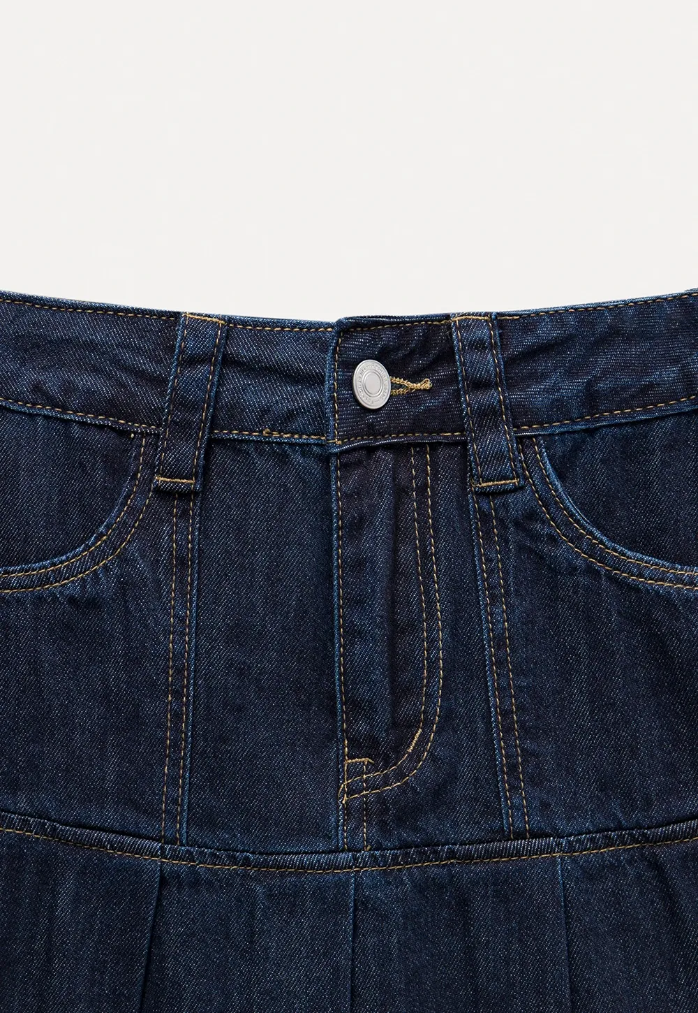 Women’s Pleated Denim Mini Skirt with Lace Trim