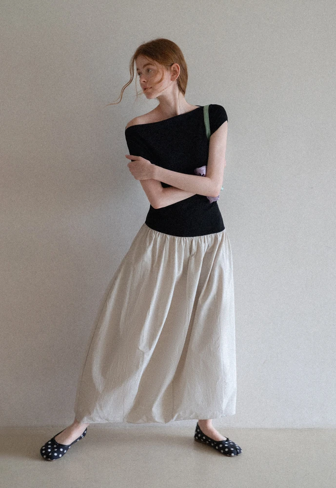 Women’s Colorblock Boat Neck A-Line Midi Dress