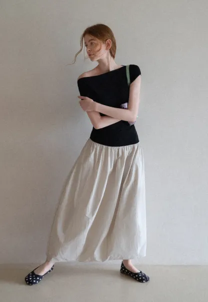 Women’s Colorblock Boat Neck A-Line Midi Dress