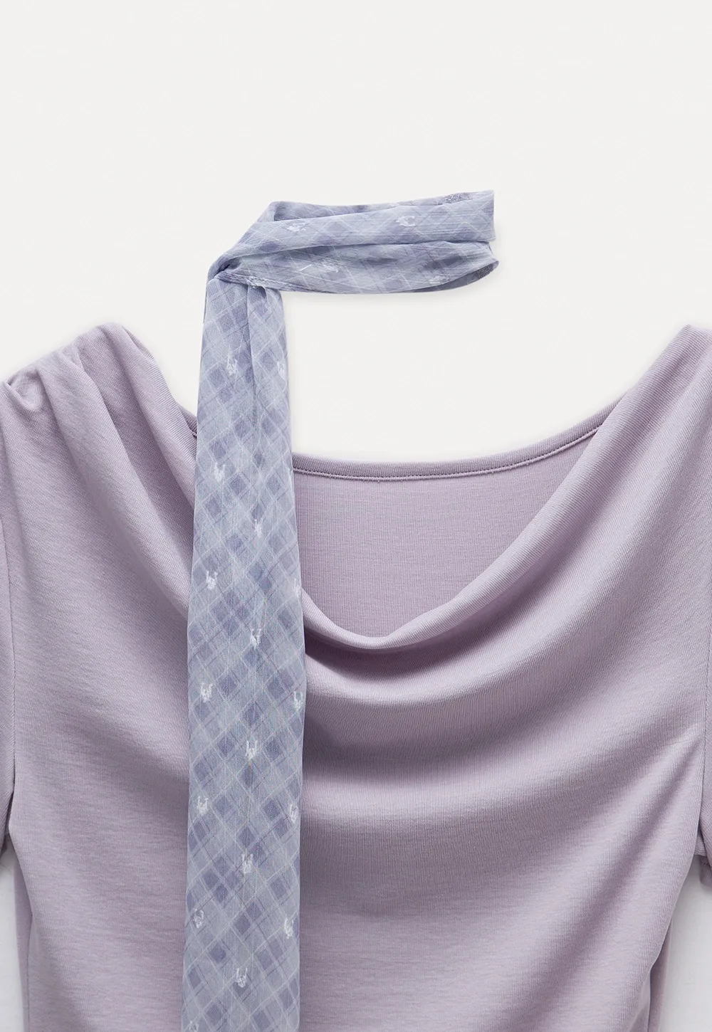 Draped Neck Top and Ruffle Hem