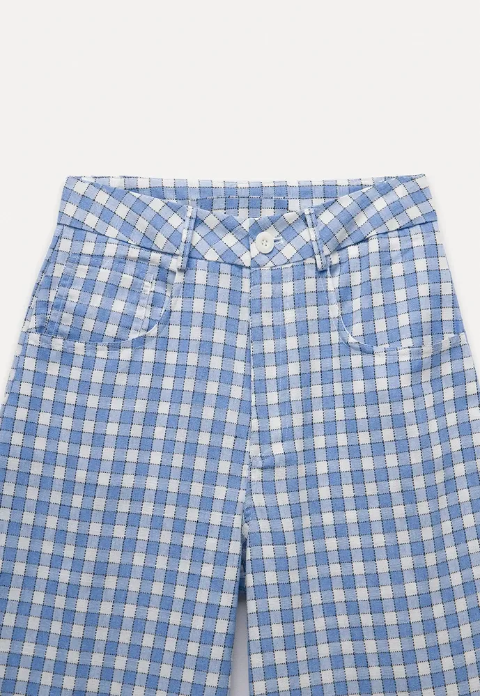 Women’s Gingham Wide-Leg Pants