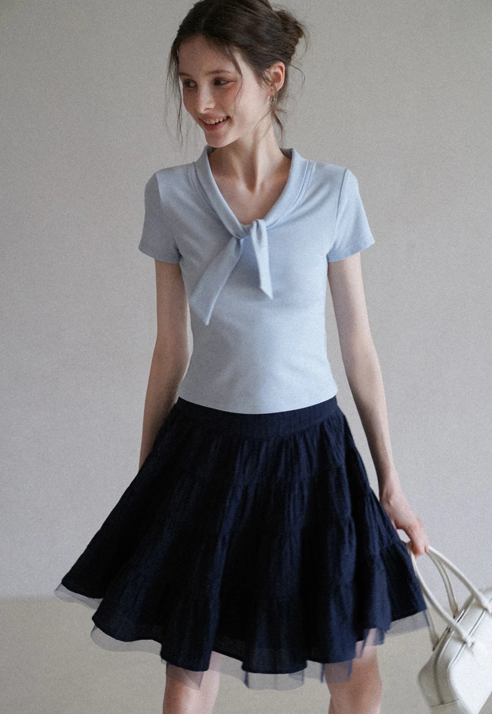 Women’s Short Sleeve Tie Neck T-Shirt