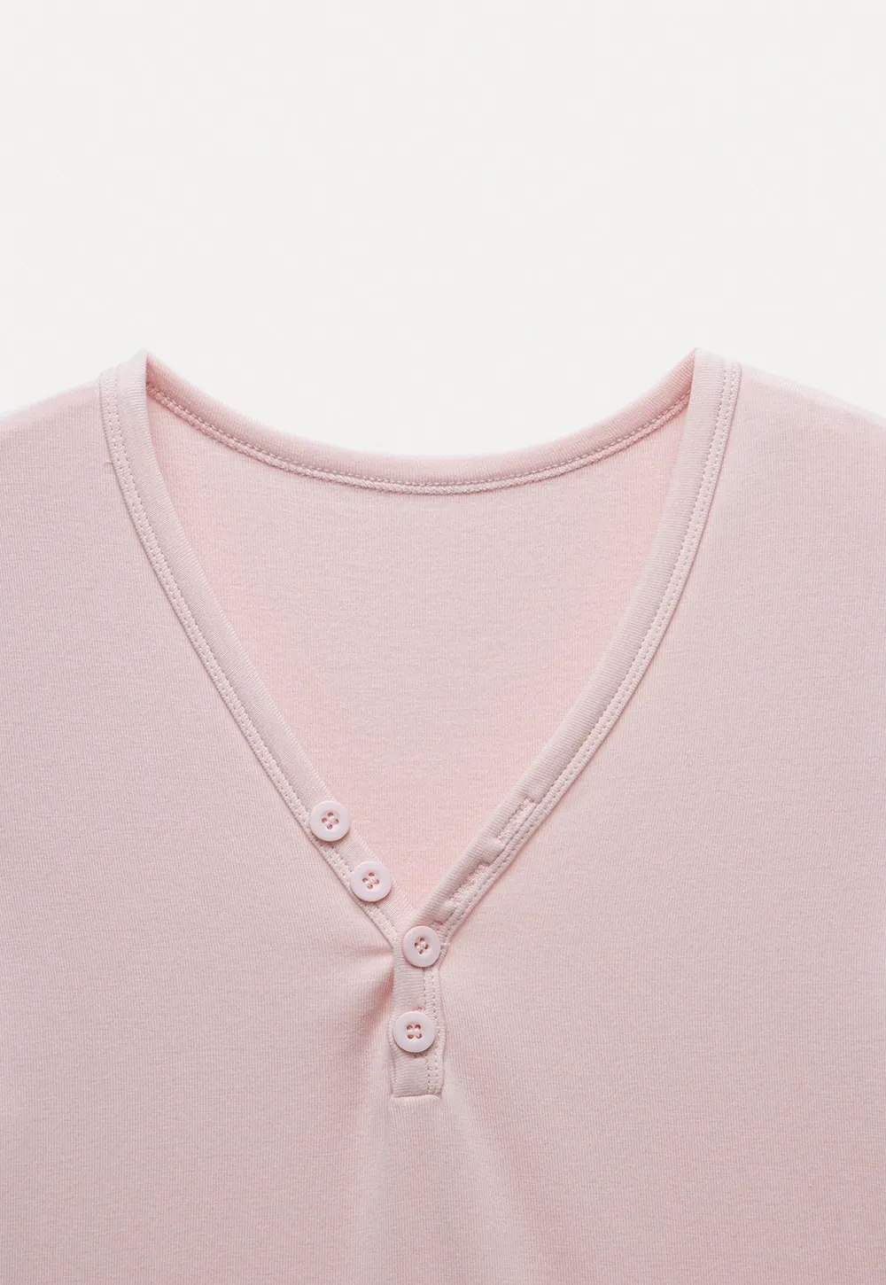 Women's V Neck Button Front Short Sleeve T-Shirt