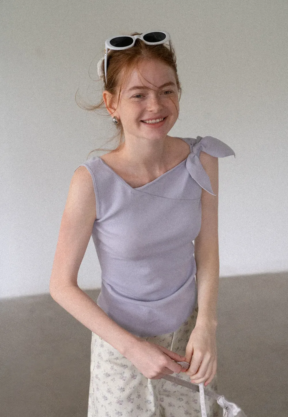 Asymmetrical One-Shoulder Tie Tank