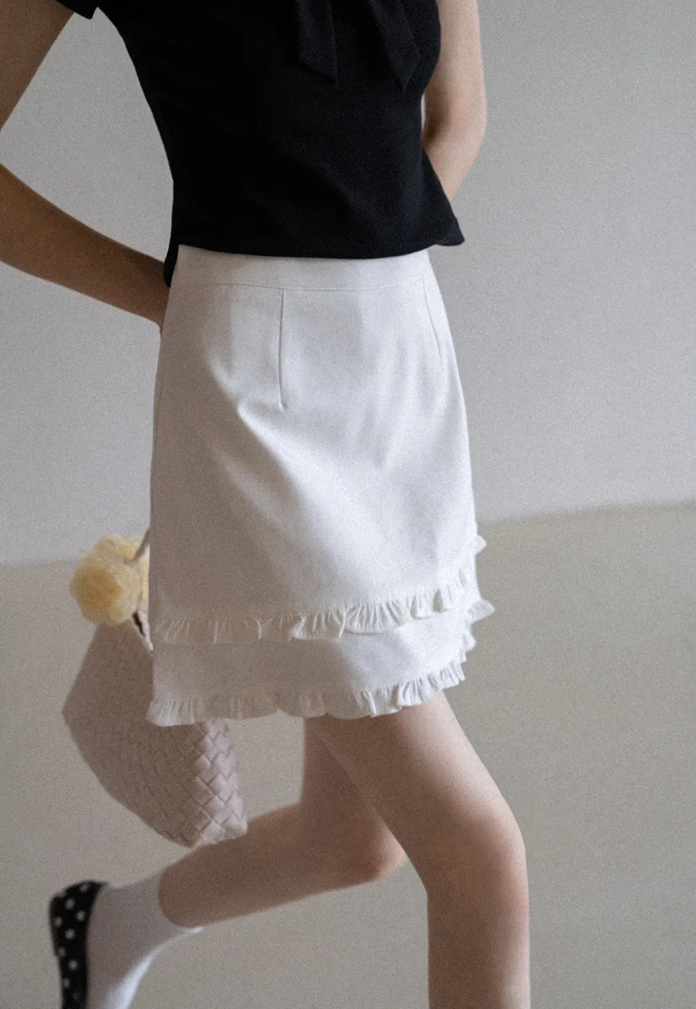 Ruffled Hem A-Line Mini Skirt