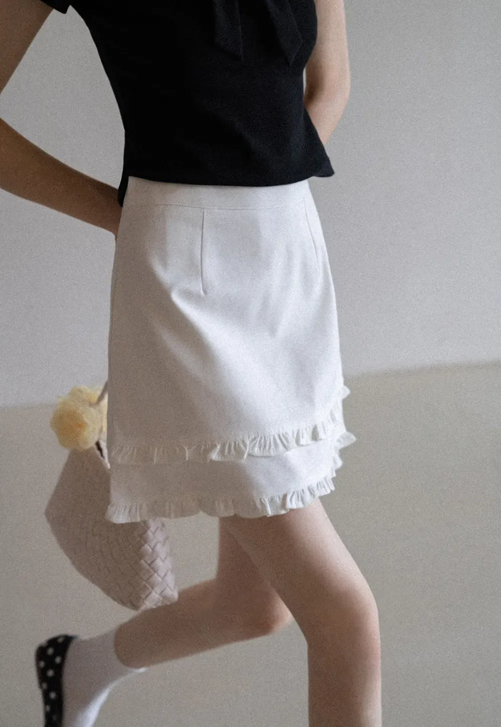 Ruffled Hem A-Line Mini Skirt