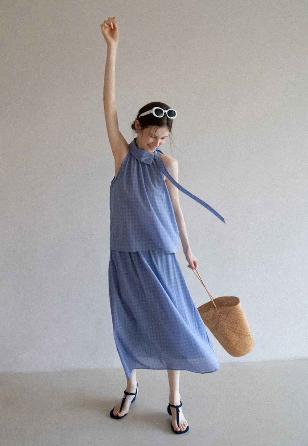 Gingham Halter Top & A-Line Skirt Set