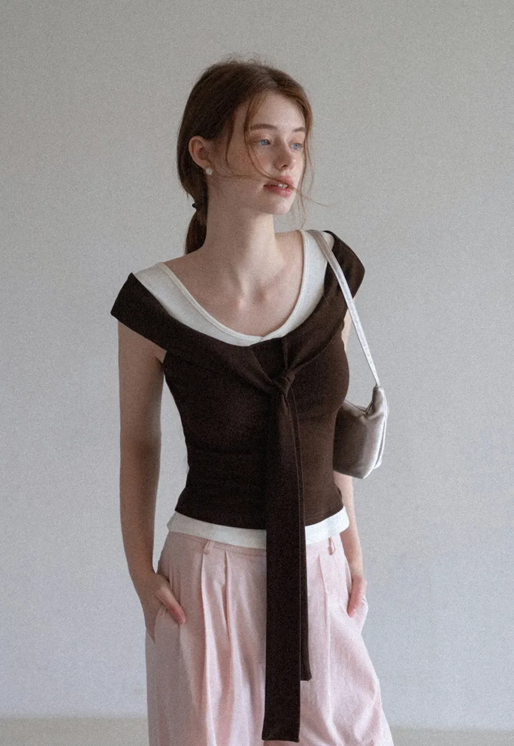 Layered Look Knit Tank with Back Tie