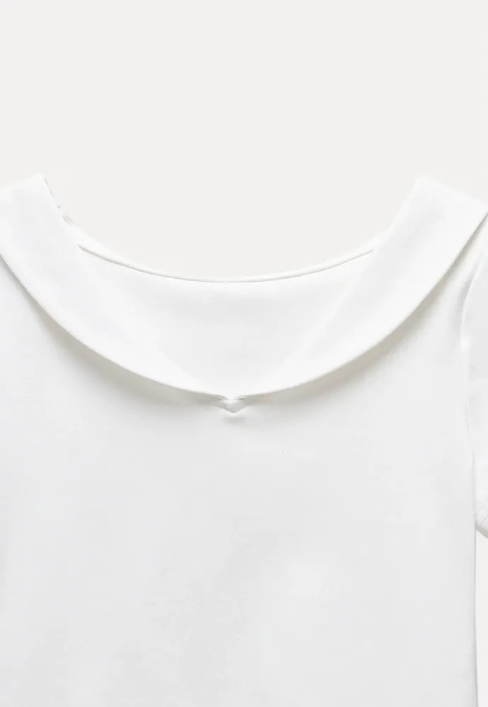 Women’s Sailor Collar Ruffle Hem Short-Sleeve Tee