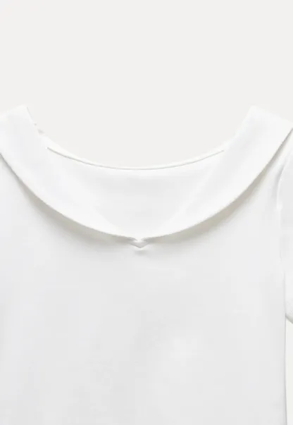 Women’s Sailor Collar Ruffle Hem Short-Sleeve Tee