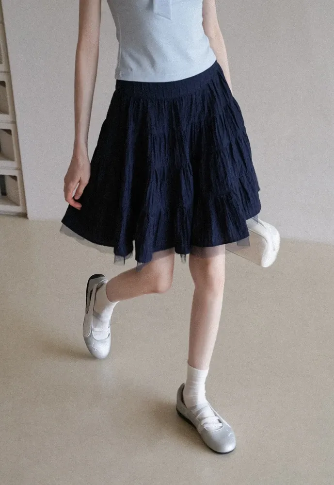 Women’s Tiered Crinkle Mini Skirt