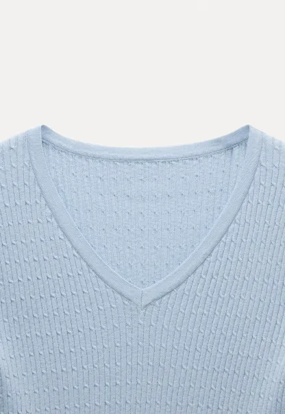 V-Neck Ribbed Knit Top