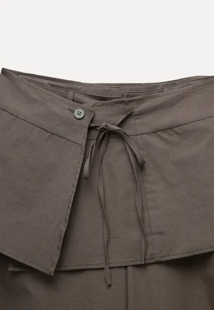 Women's Linen Pants with Detachable Flap