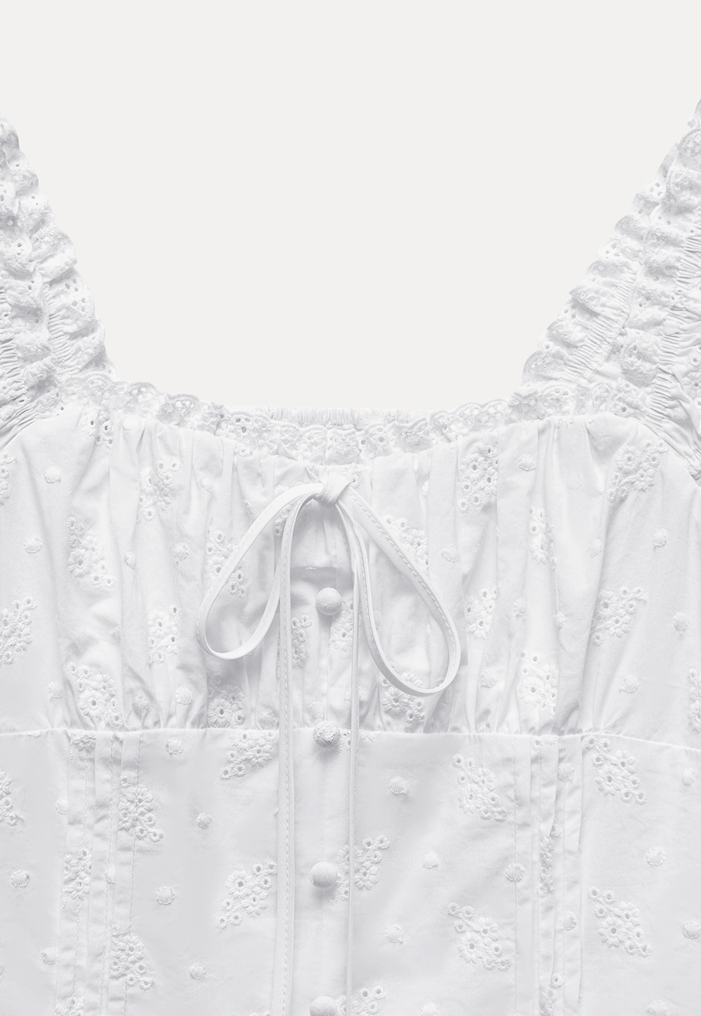 Women's Square Neck Eyelet Crop Top