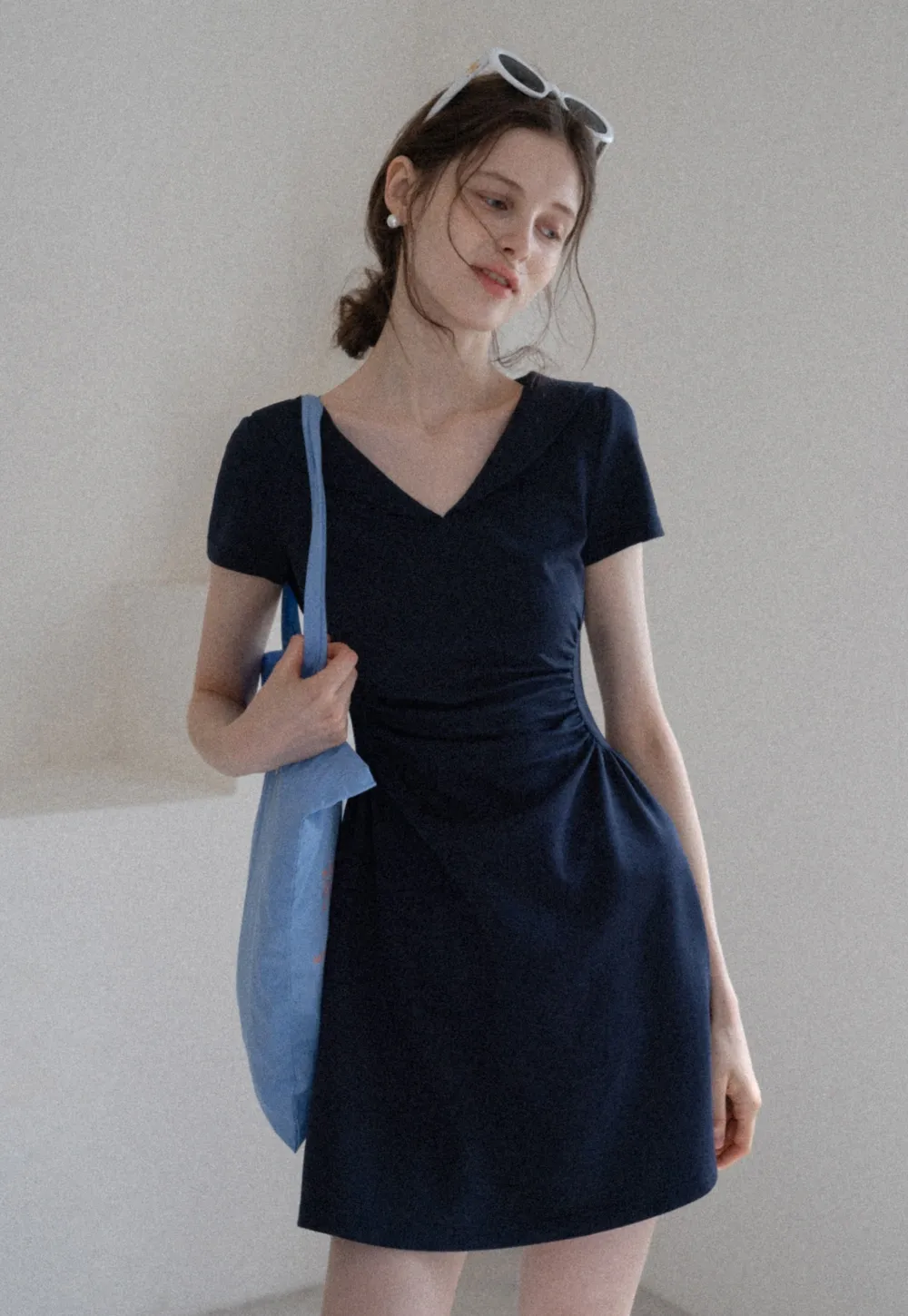 Women’s Sailor Collar Ruched Mini Dress