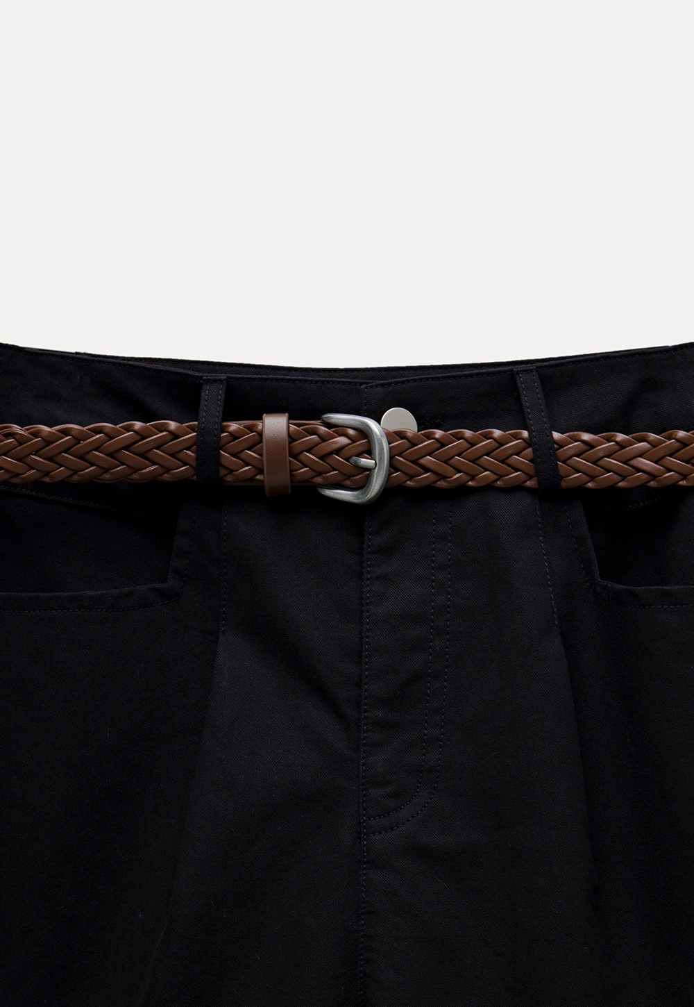 High Waist Shorts with Woven Belt