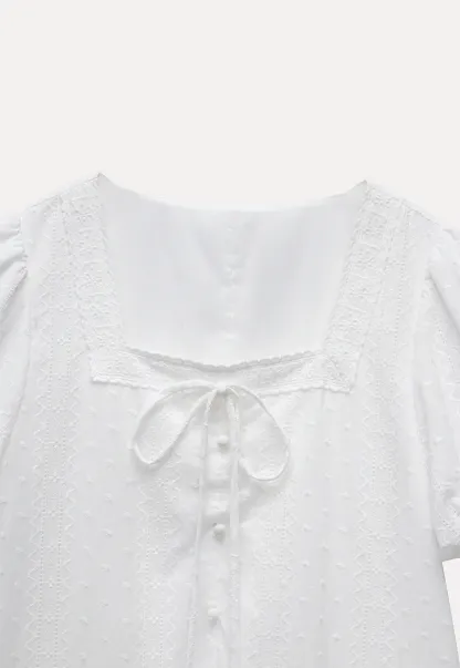 Square-Neck Lace Babydoll Dress