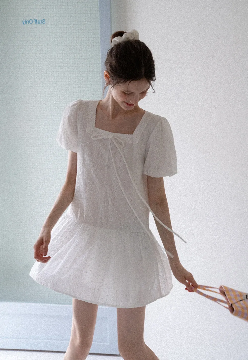 Square-Neck Lace Babydoll Dress