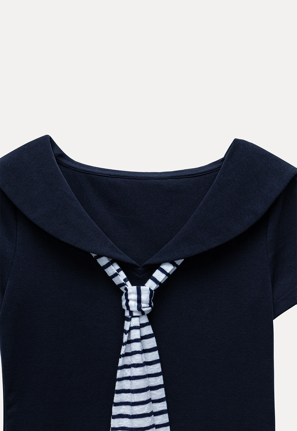 Sailor Collar Striped-Tie Tee