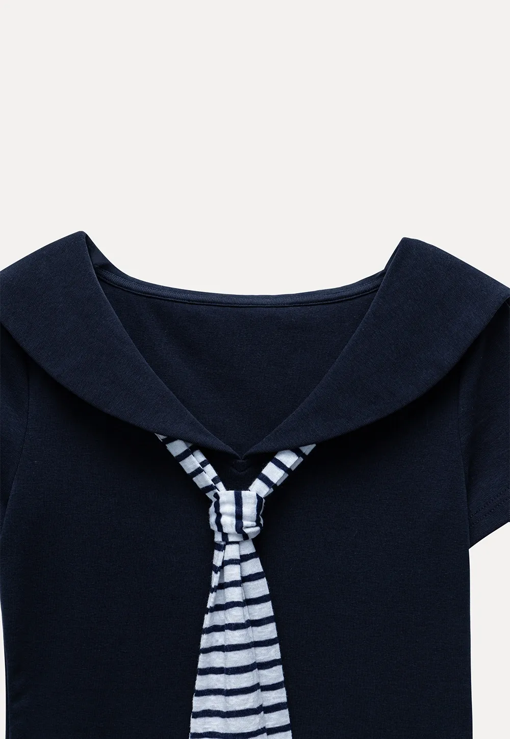 Sailor Collar Striped-Tie Tee