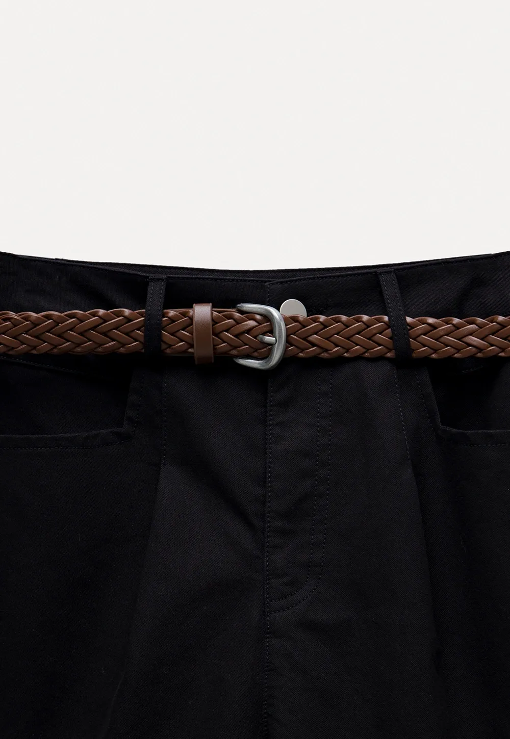 High Waist Shorts with Woven Belt