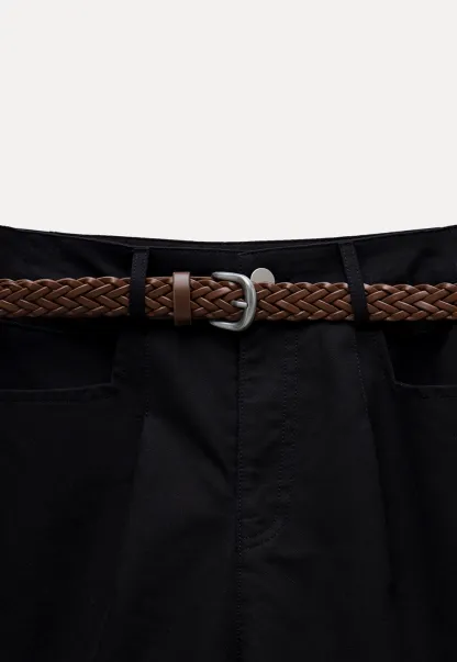 High Waist Shorts with Woven Belt