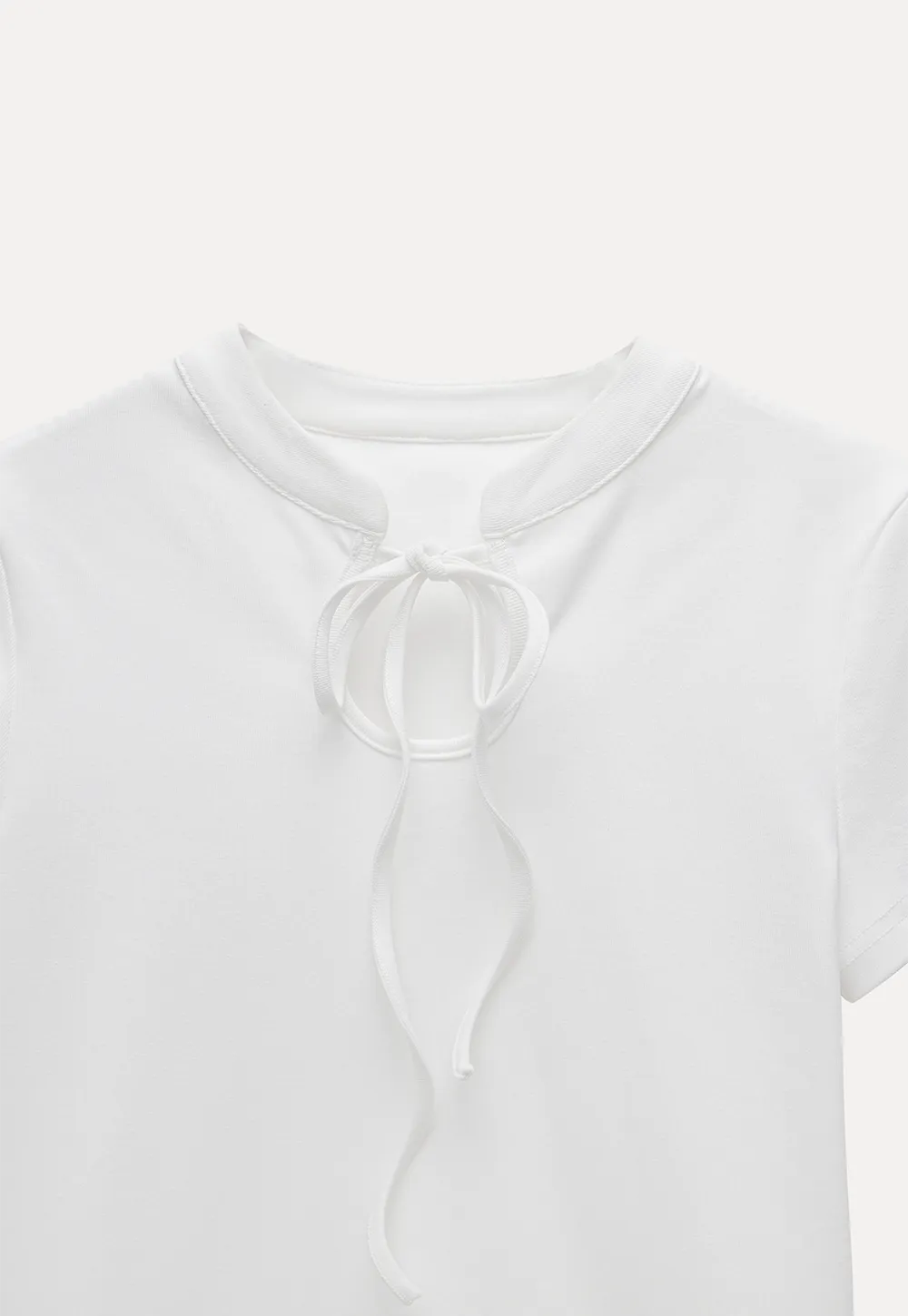 Bow Tie Ruffle Hem T-Shirt