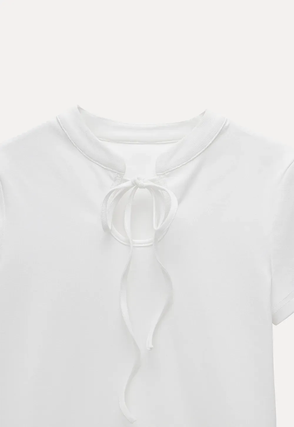 Bow Tie Ruffle Hem T-Shirt