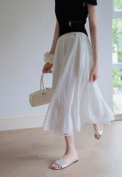 Flowy Elastic Waist Midi Skirt