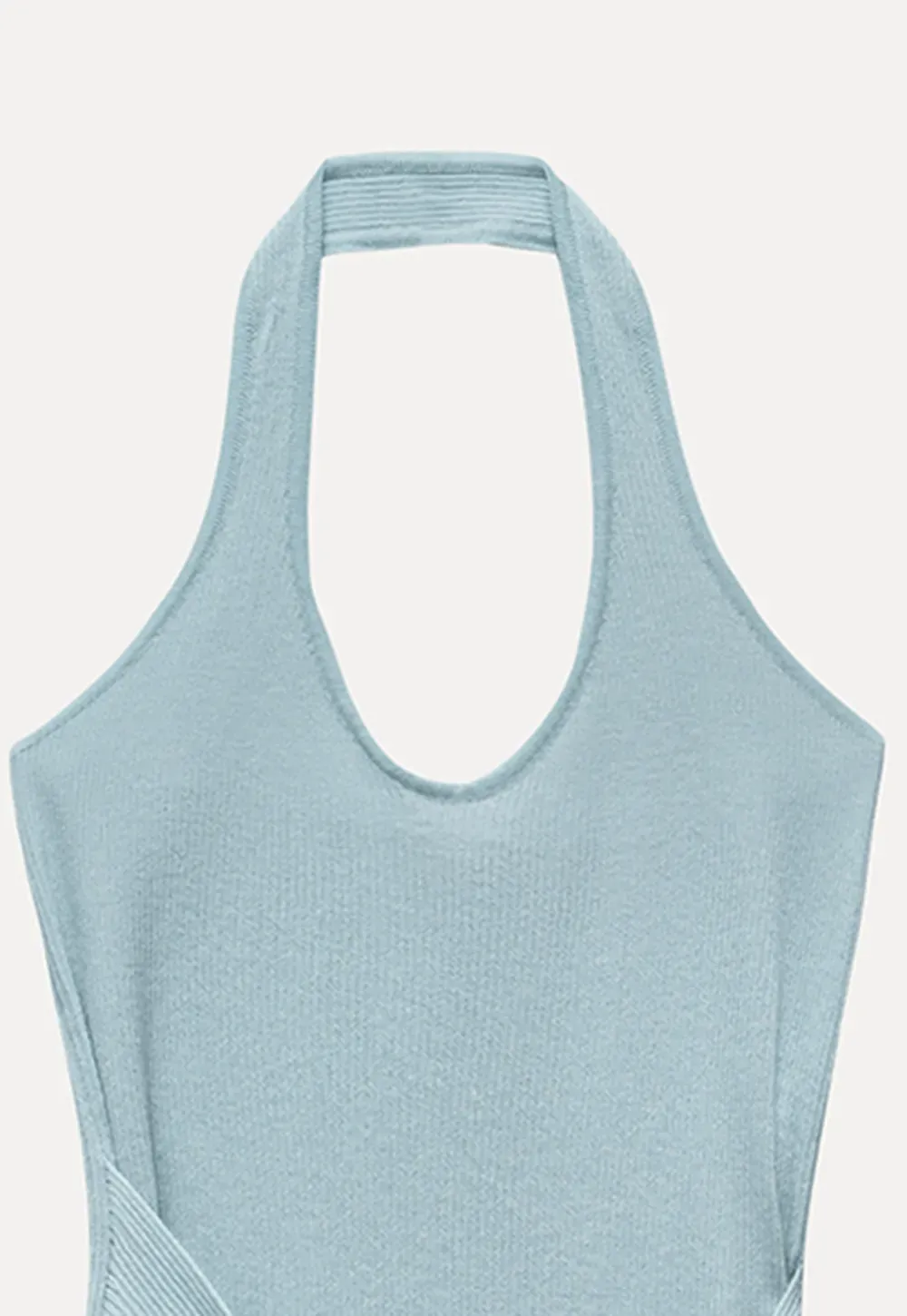 Knit Halter Top with Waist Tie