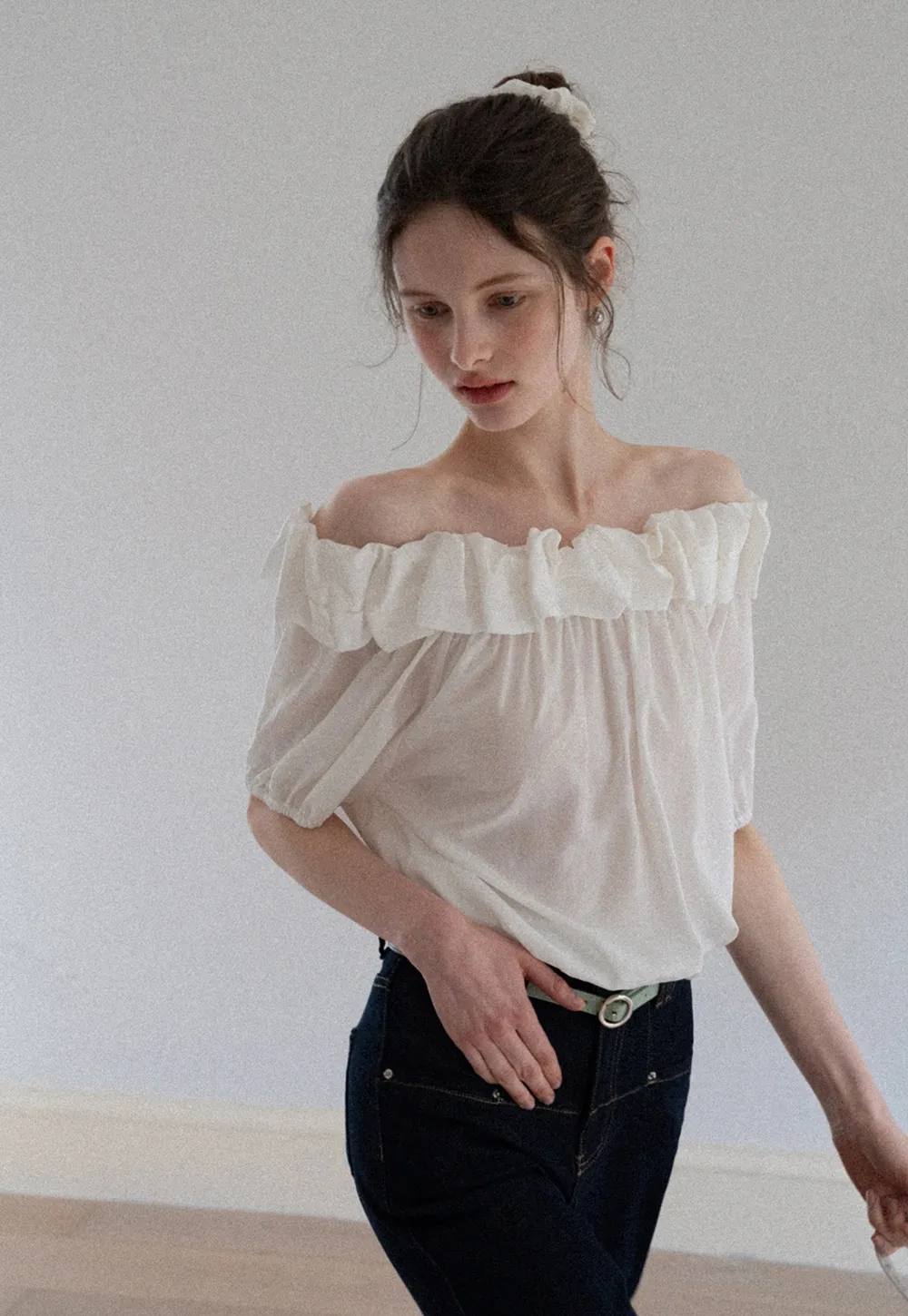 Ruffled Off-Shoulder Peasant Blouse