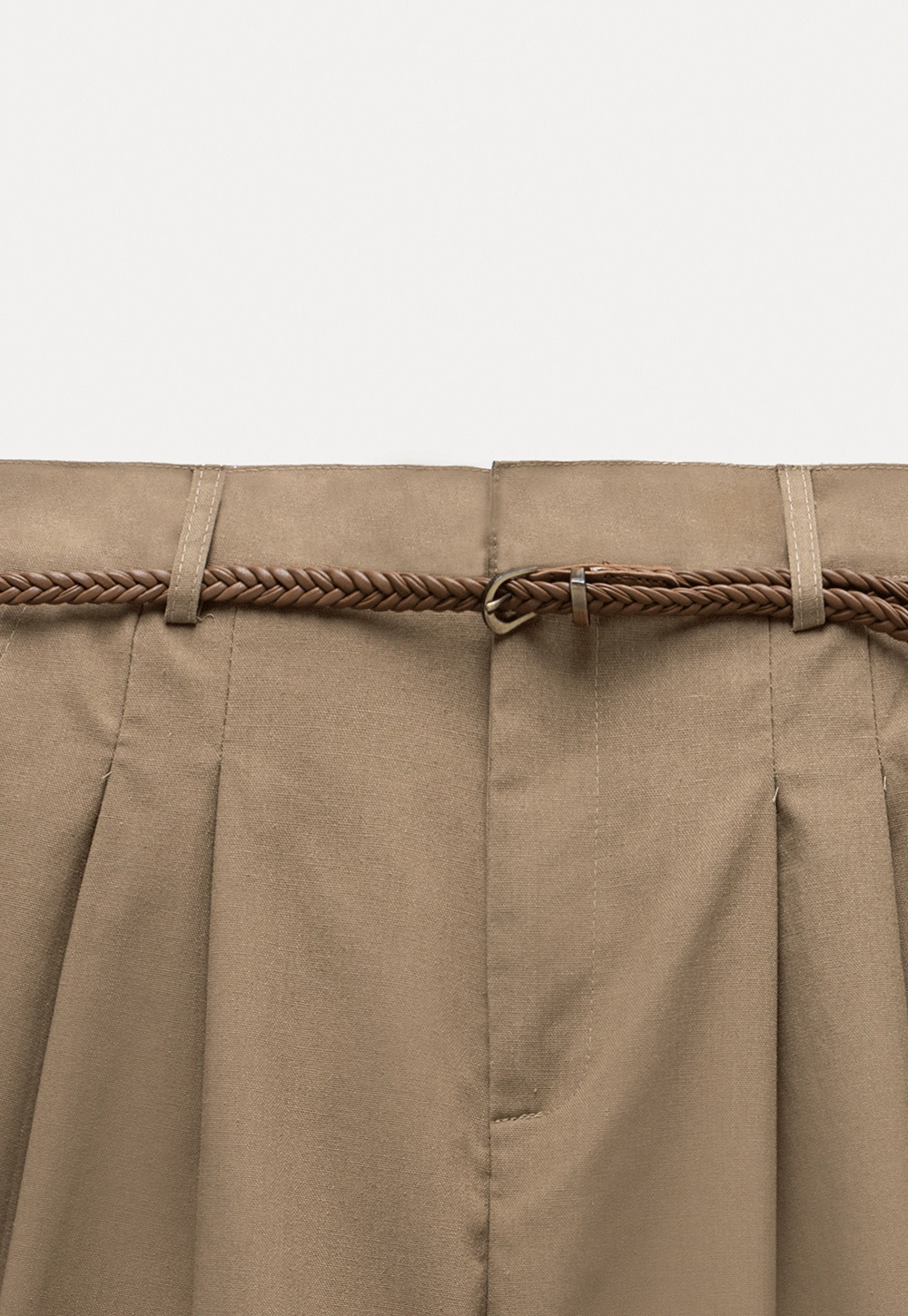 Women's Belted Pleat-Front Bermuda Shorts