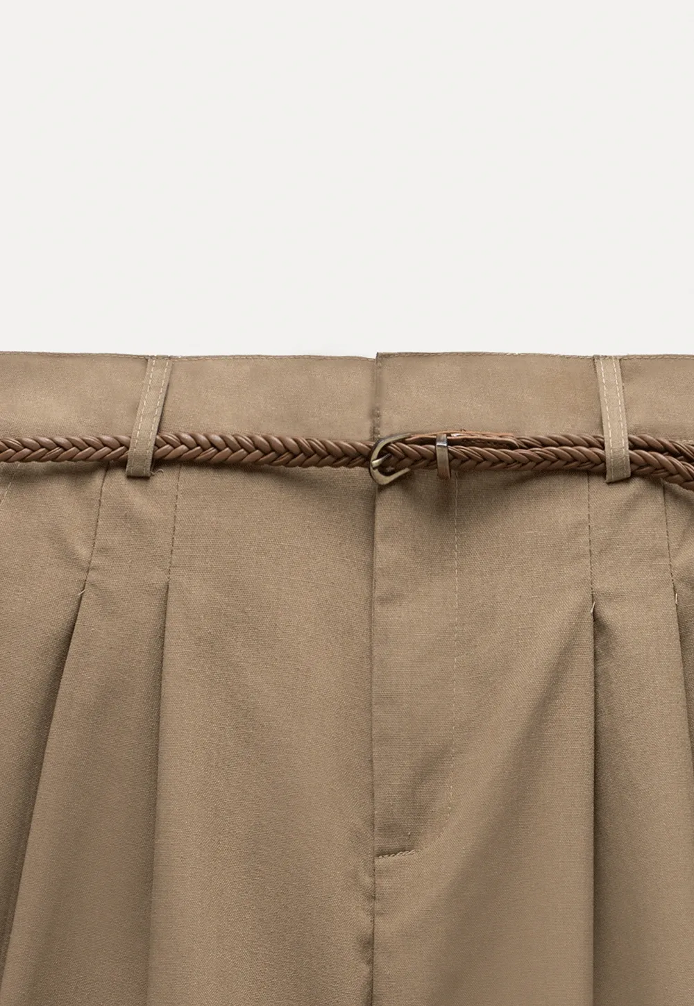 Women's Belted Pleat-Front Bermuda Shorts