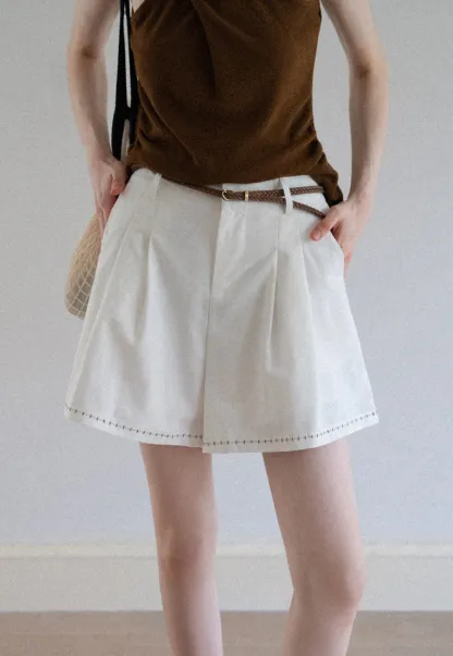 Women's Belted Pleat-Front Bermuda Shorts