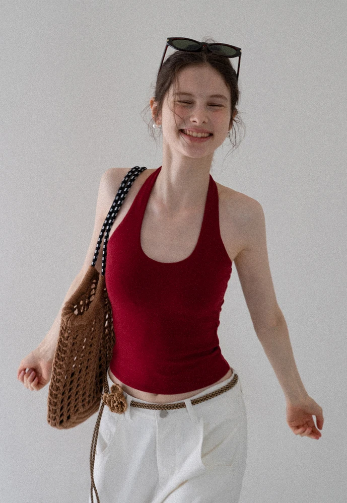 Women's Ribbed Halter Tank Top