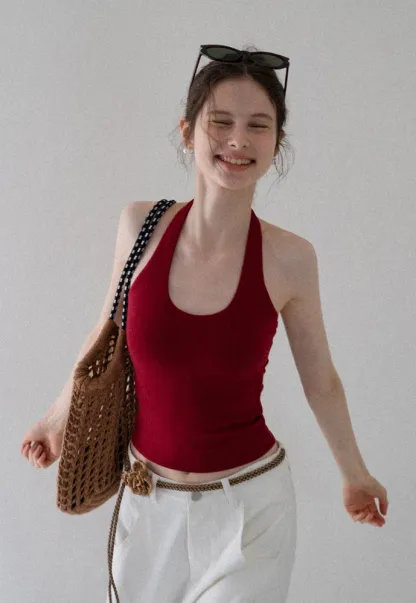 Women's Ribbed Halter Tank Top