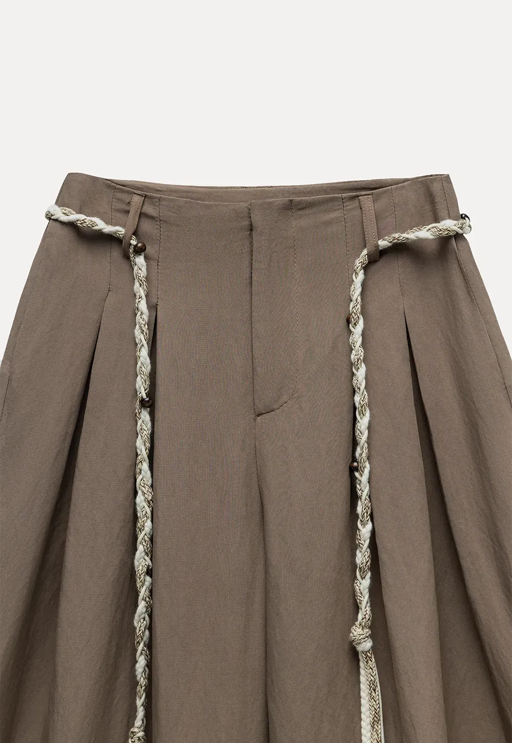 Wide Leg Pants with Braided Rope Belt