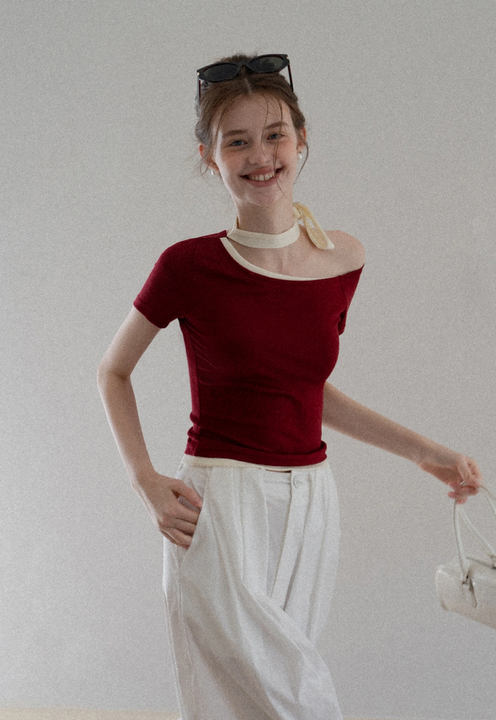 Women's Asymmetrical Bow-Neck Tee