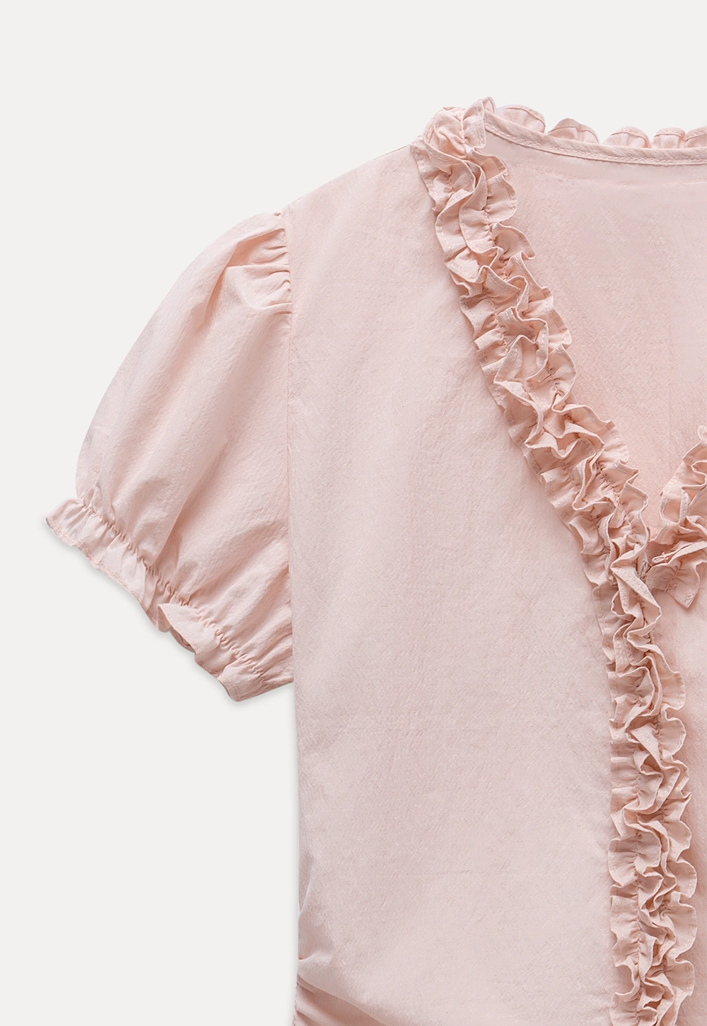 Women’s Ruffle V-Neck Puff-Sleeve Top