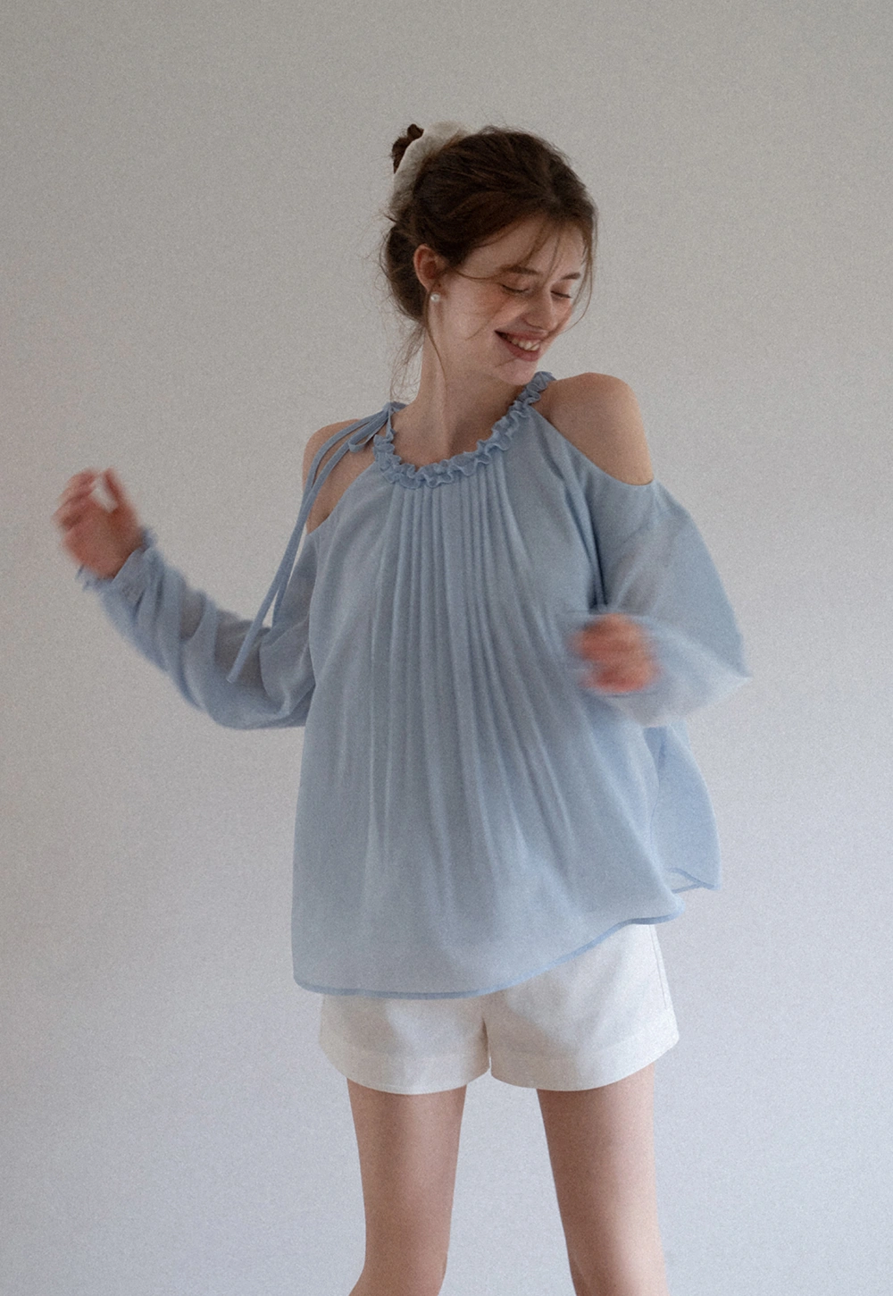 Women’s Cold-Shoulder Pleated Blouse