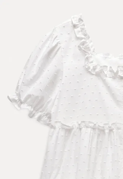 Women’s Square Neck Ruffle Babydoll Blouse