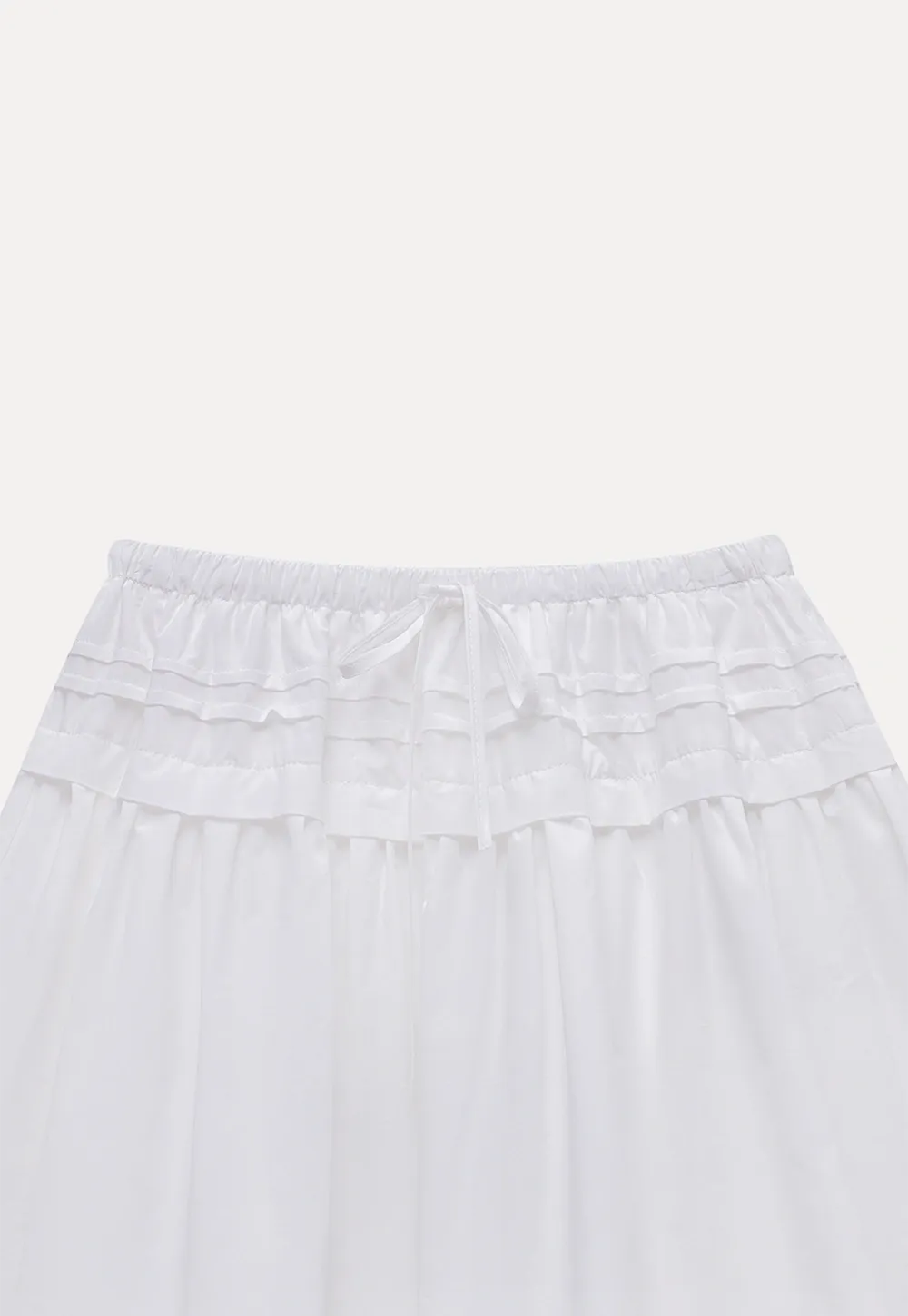 Women Drawstring Waist Layered Lace Trim Mini Skirt