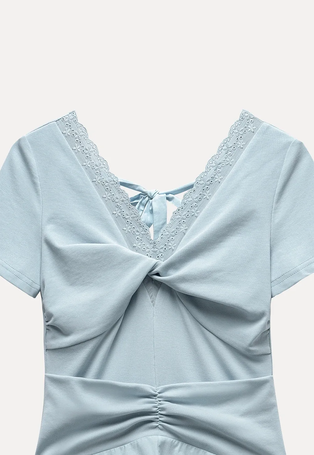 Women's Twist Front Short Sleeve Midi Dress